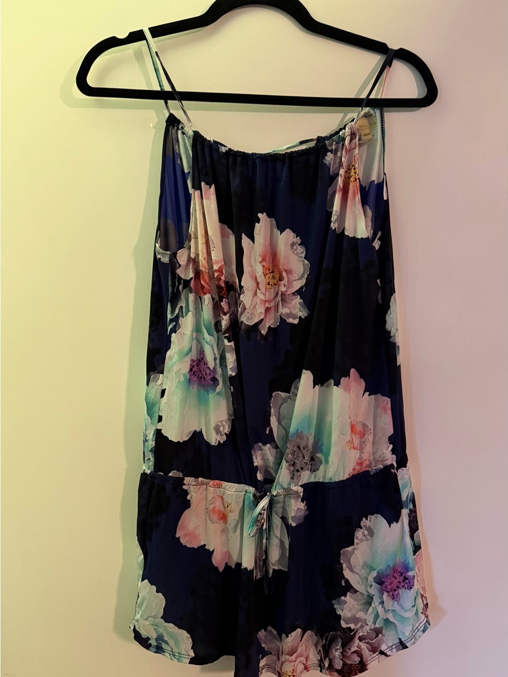 Pilyq Navy Floral Spaghetti-Strap Mini Romper